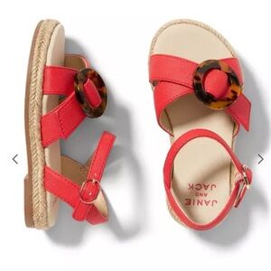 Janie and Jack Poppy Red Tortoise Buckle Espadrille sandals, 11